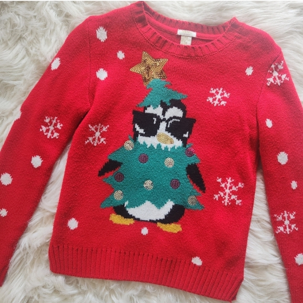 Girls- Forever 21 Red Penguin Holiday Sweater Size 9/10